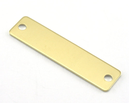 Rectangle Stamping Blank, Bar Necklace with Holes, Tag for Stamping, 2 hole raw brass 10x40mm OZ3823-255