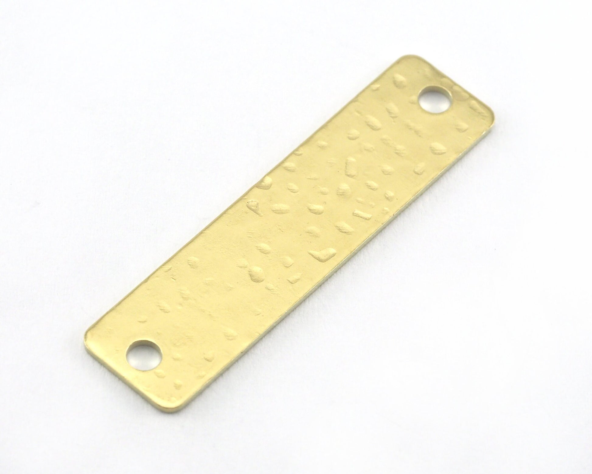 Rectangle Stamping Blank Hammered, Bar Necklace with Holes, Tag for Stamping, 2 hole raw brass 10x40mm OZ3823-255