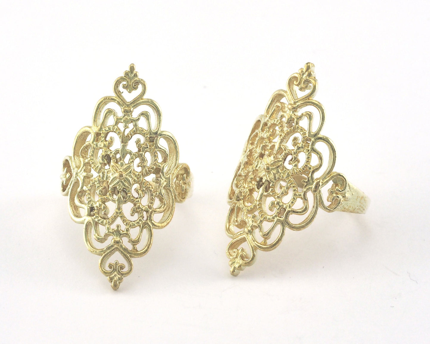 Filigree Shape Adjustable Ring Raw Brass (18mm 7.5US inner size) OZ3299 ring22