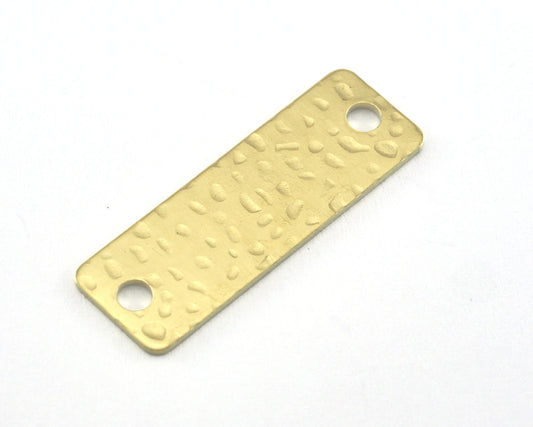 Rectangle Stamping Blank Hammered, Bar Necklace with Holes, Tag for Stamping, 2 hole raw brass 10x25mm OZ3820-165