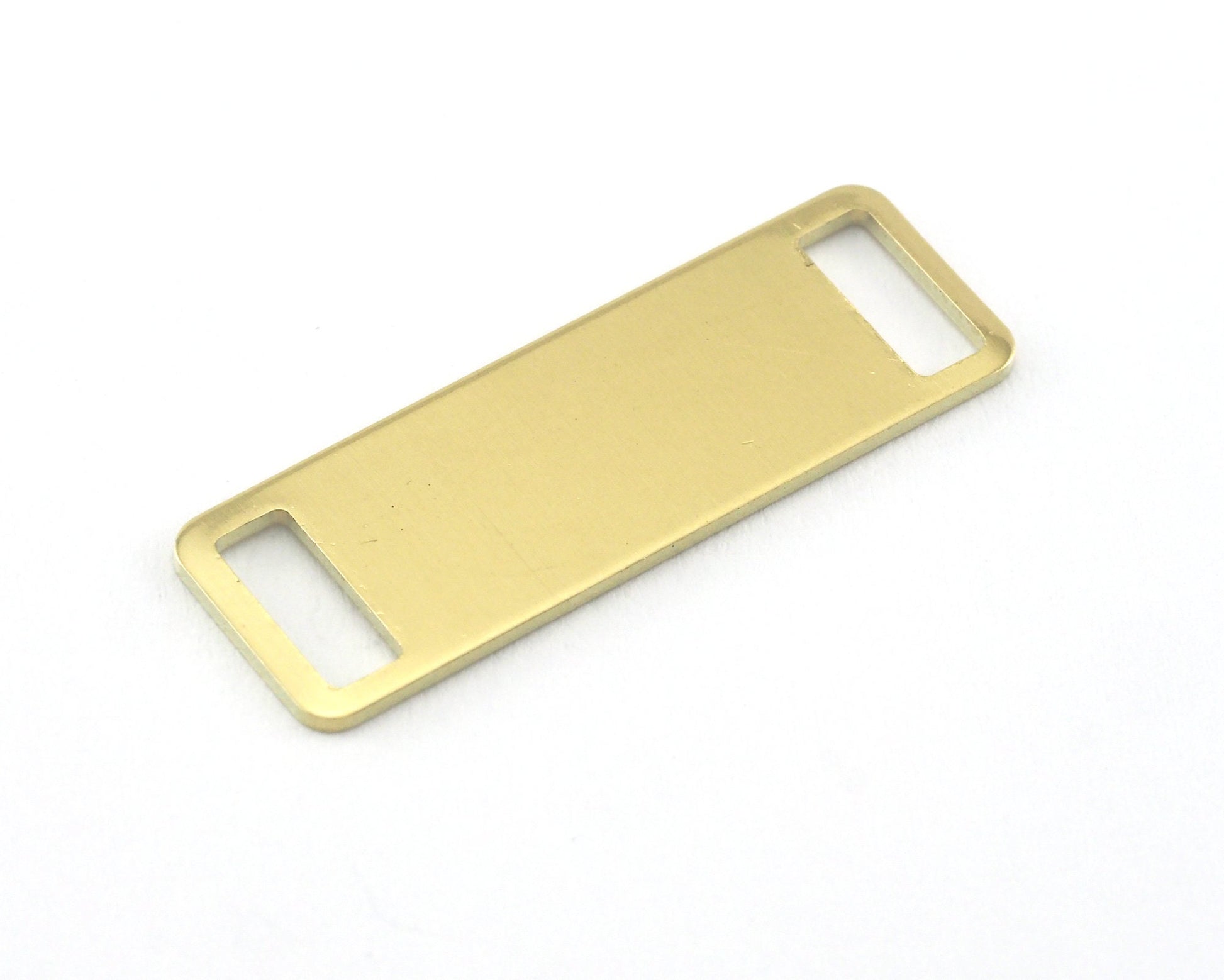 Rectangle Stamping Blank, Bar Necklace with Holes, Tag for Stamping, 2 hole raw brass 10x30mm OZ3830-165