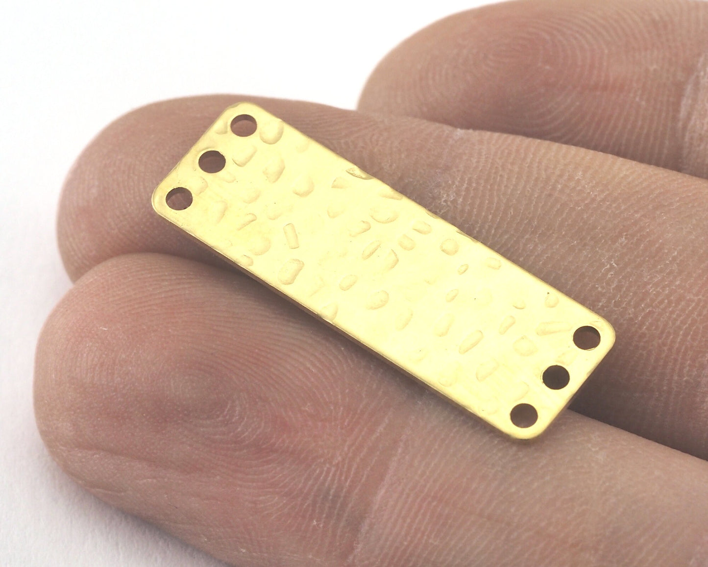 Rectangle Stamping Blank, Hammered Bar Necklace with Holes, Tag for Stamping, 6 hole raw brass 10x25mm OZ3818-165