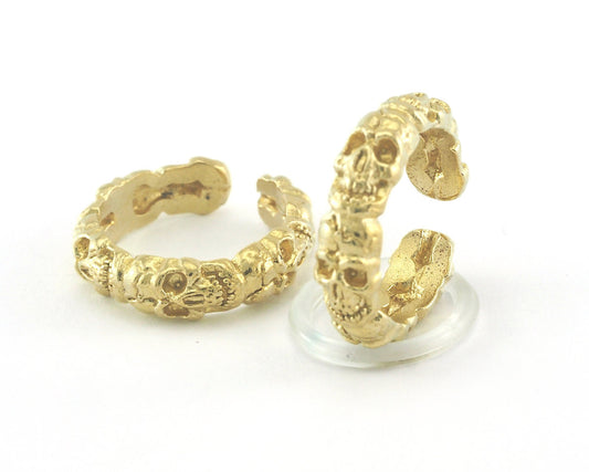Ring Skull Adjustable Ring Raw brass (18mm 8US inner size) OZ3828