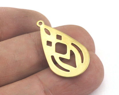 Drop Shape Tag Charms one hole 16x27.5mm (0.8mm) Raw brass charms findings earring OZ3832-160