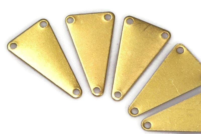 200 pcs Raw Brass 11x20mm triangle tag 3 hole connector Charms ,Findings 744R-90