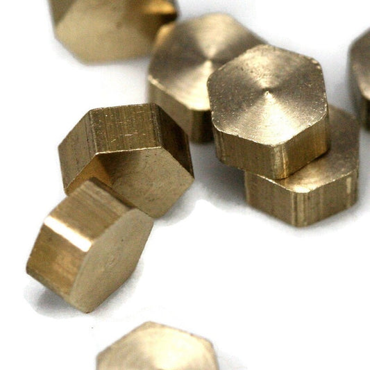 Raw brass stamping hexagonal 6x6x3mm 1/4"x1/4"x1/8" 1557