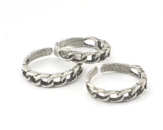 Minimalist Ring Chain shape Antique silver plated Brass (18mm 8US inner size) OZ2628