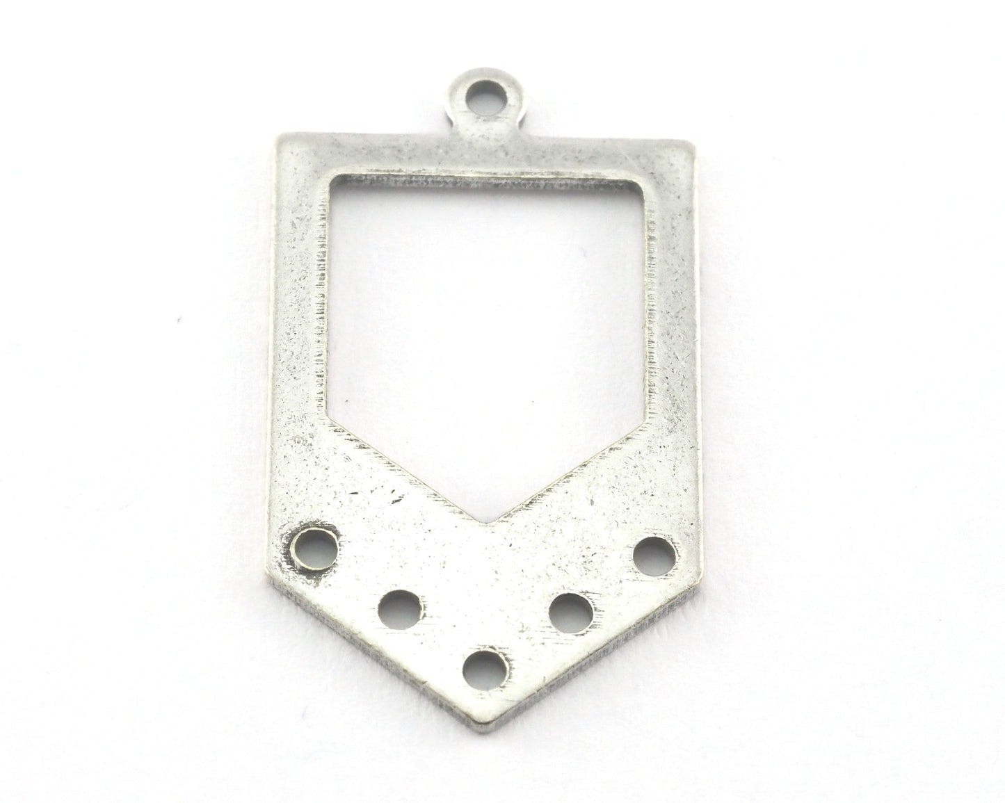 Irregular pentagon Antique Silver Plated brass 15x26.5 hole necklace ,charms, ,findings 3767-125