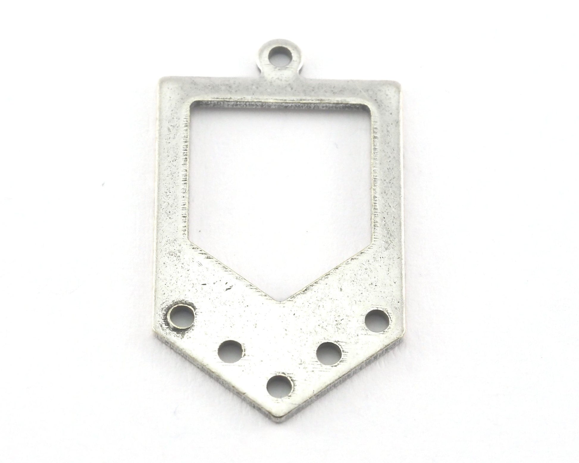 Irregular pentagon Antique Silver Plated brass 15x26.5 hole necklace ,charms, ,findings 3767-125