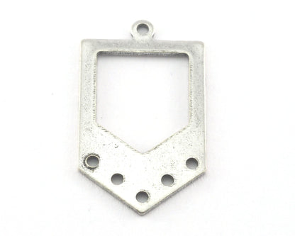 Irregular pentagon Antique Silver Plated brass 15x26.5 hole necklace ,charms, ,findings 3767-125