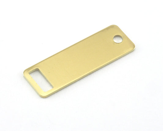 Rectangle Stamping Blank, Bar Necklace with Holes, Tag for Stamping, 2 hole raw brass 10x25mm OZ3820-165