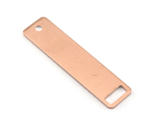 Rectangle Stamping Blank, Bar Necklace with Holes, Tag for Stamping, 2 hole raw copper 10x40mm OZ3821-255