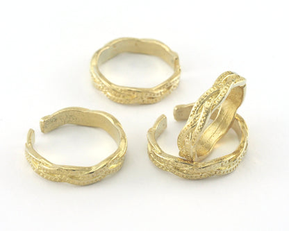 Minimalist Band Textured Adjustable Ring Raw Brass - Shiny Silver - Antique Silver - Matte Gold - Shiny Gold (17.5mm 7US size) OZ3857