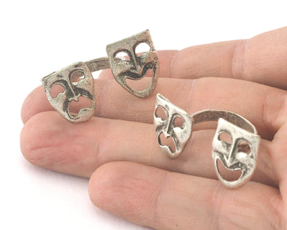 Theater Symbol Ring Adjustable Ring Antique Silver Plated brass (17mm 7US inner size) OZ3845