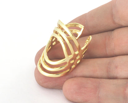 Filigree Adjustable Ring Gold Plated Brass 1 Pc. (18.5mm 8.5US inner size) OZ3838 33mm