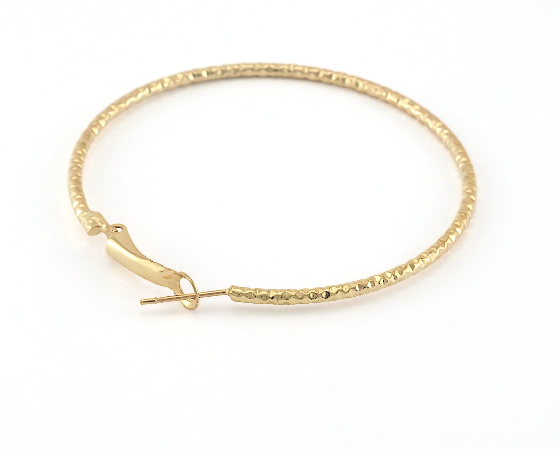 Hoop Earrings textured (Silver, Gold, Gun Metal) plated brass round earring Posts, 55mm R144