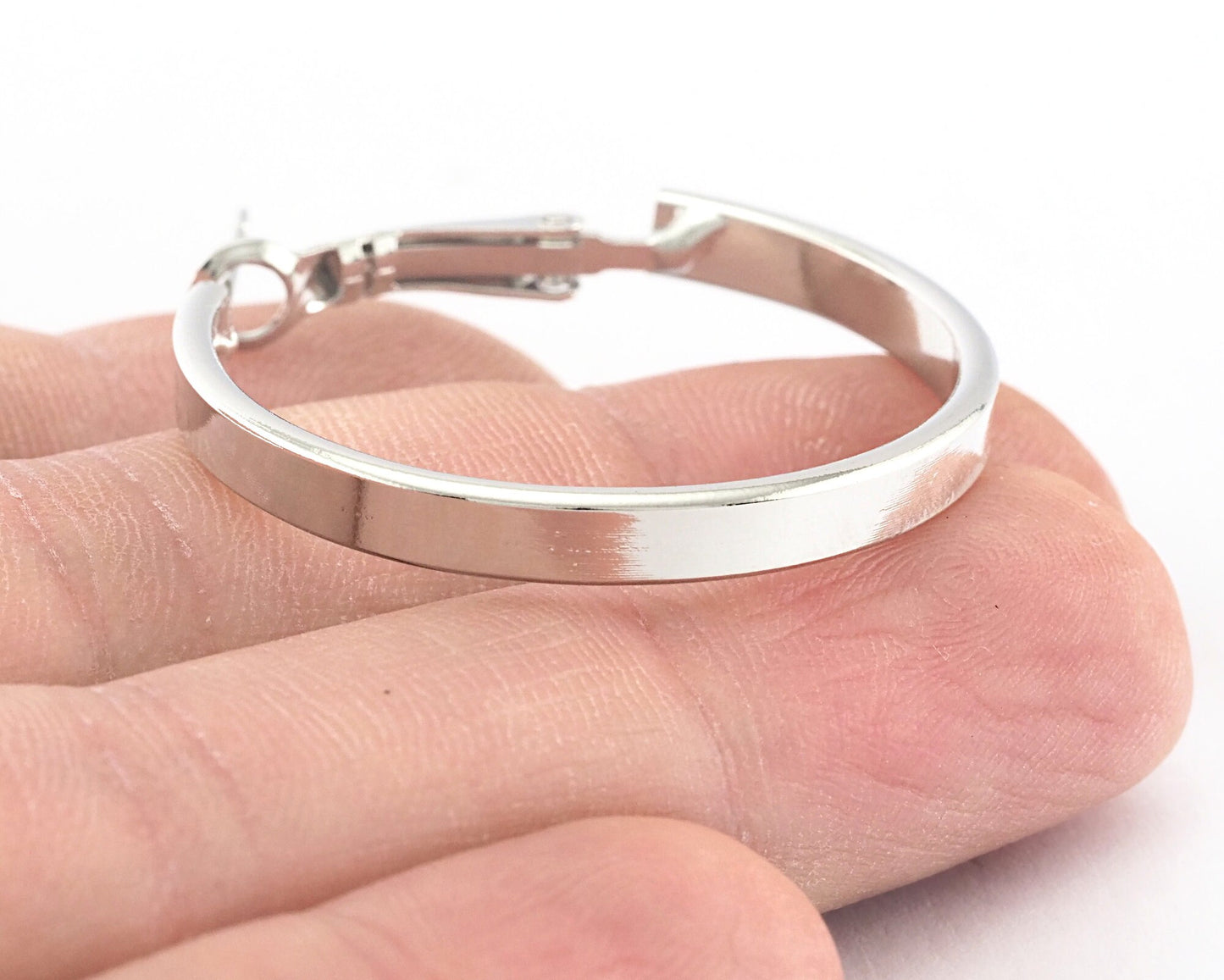Hoop Earrings (Silver, Gold, Gun Metal) plated brass round earring Posts, 33mm R146