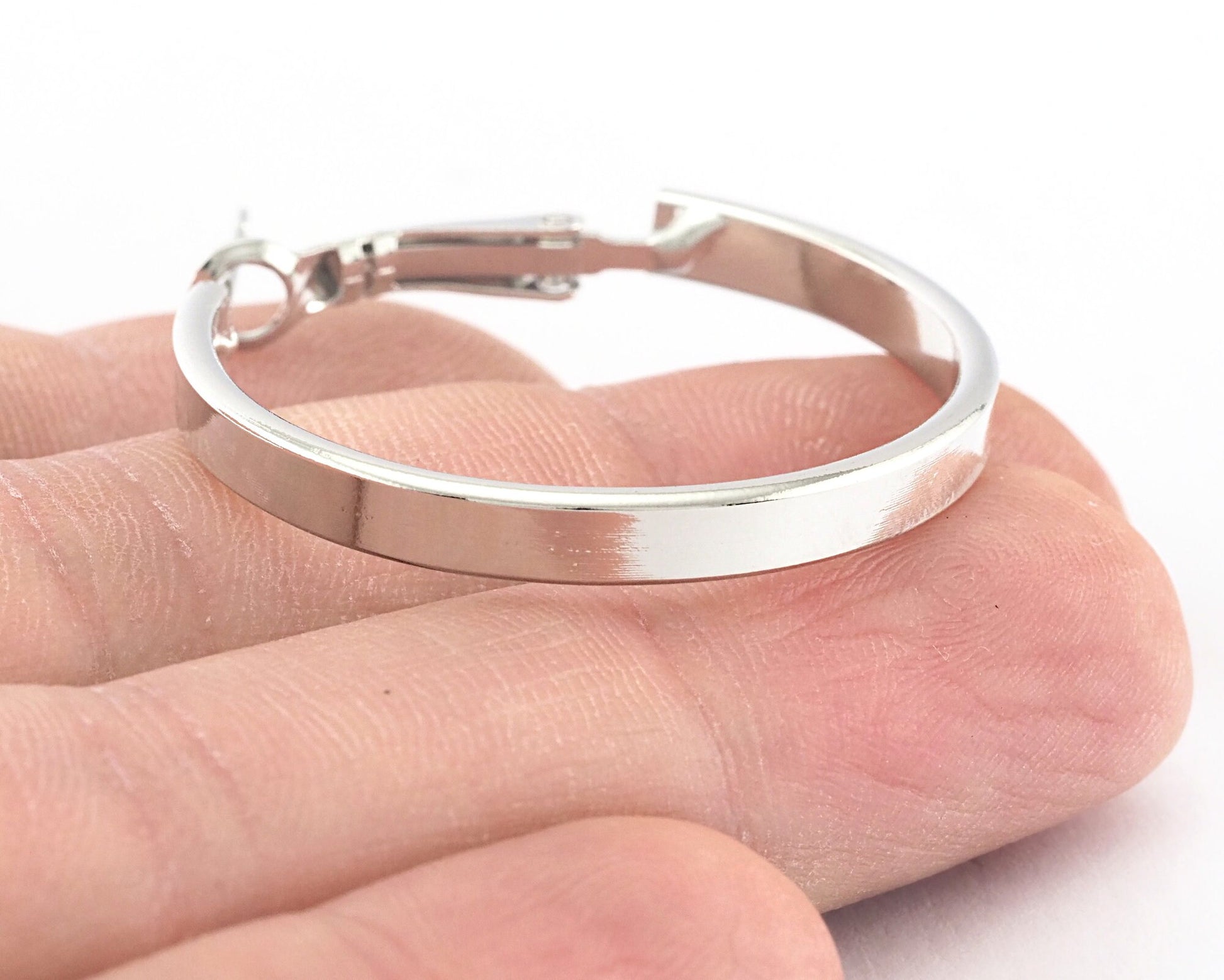 Hoop Earrings (Silver, Gold, Gun Metal) plated brass round earring Posts, 33mm R146