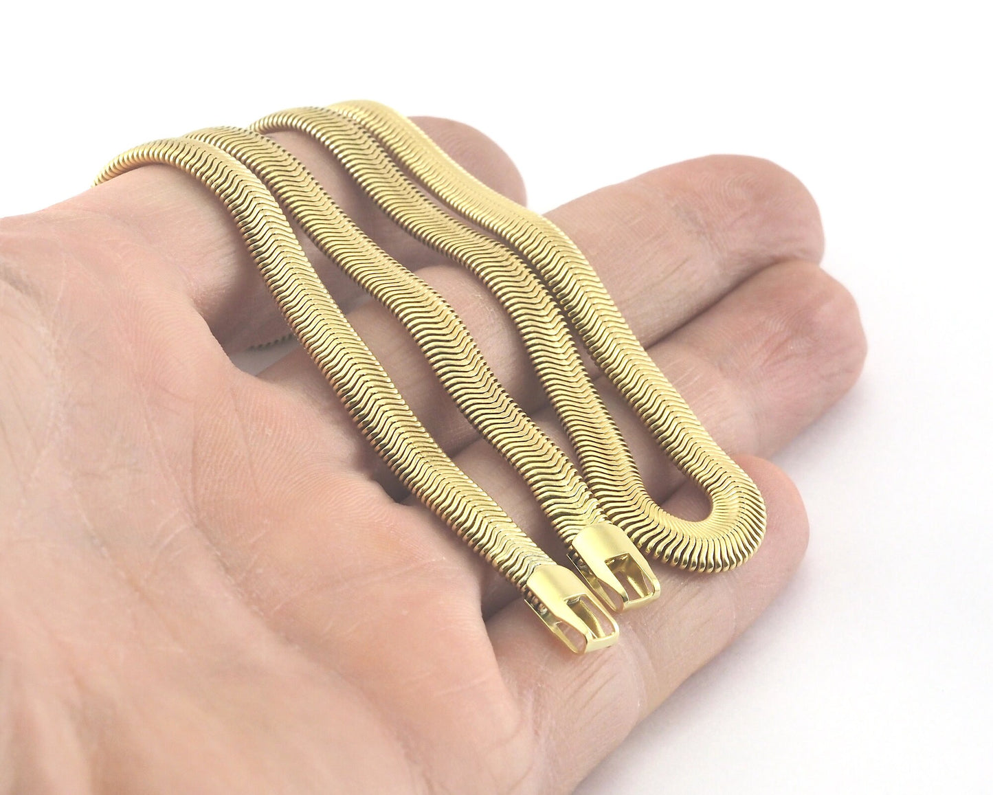 6mm Snake Chain Bracelet Necklace for Jewelry with chain ends 15 - 25 - 30 - 40 - 45 - 50cm length Raw brass OZ3837