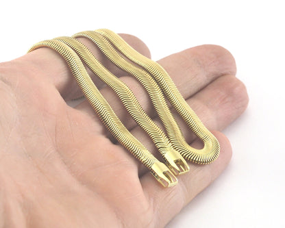 6mm Snake Chain Bracelet Necklace for Jewelry with chain ends 15 - 25 - 30 - 40 - 45 - 50cm length Raw brass OZ3837