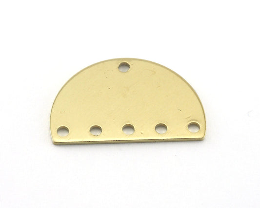 Semi Circle Half Moon raw brass 22x14mm (0.8mm thickness) 6 holes charms findings blank OZ3859-165