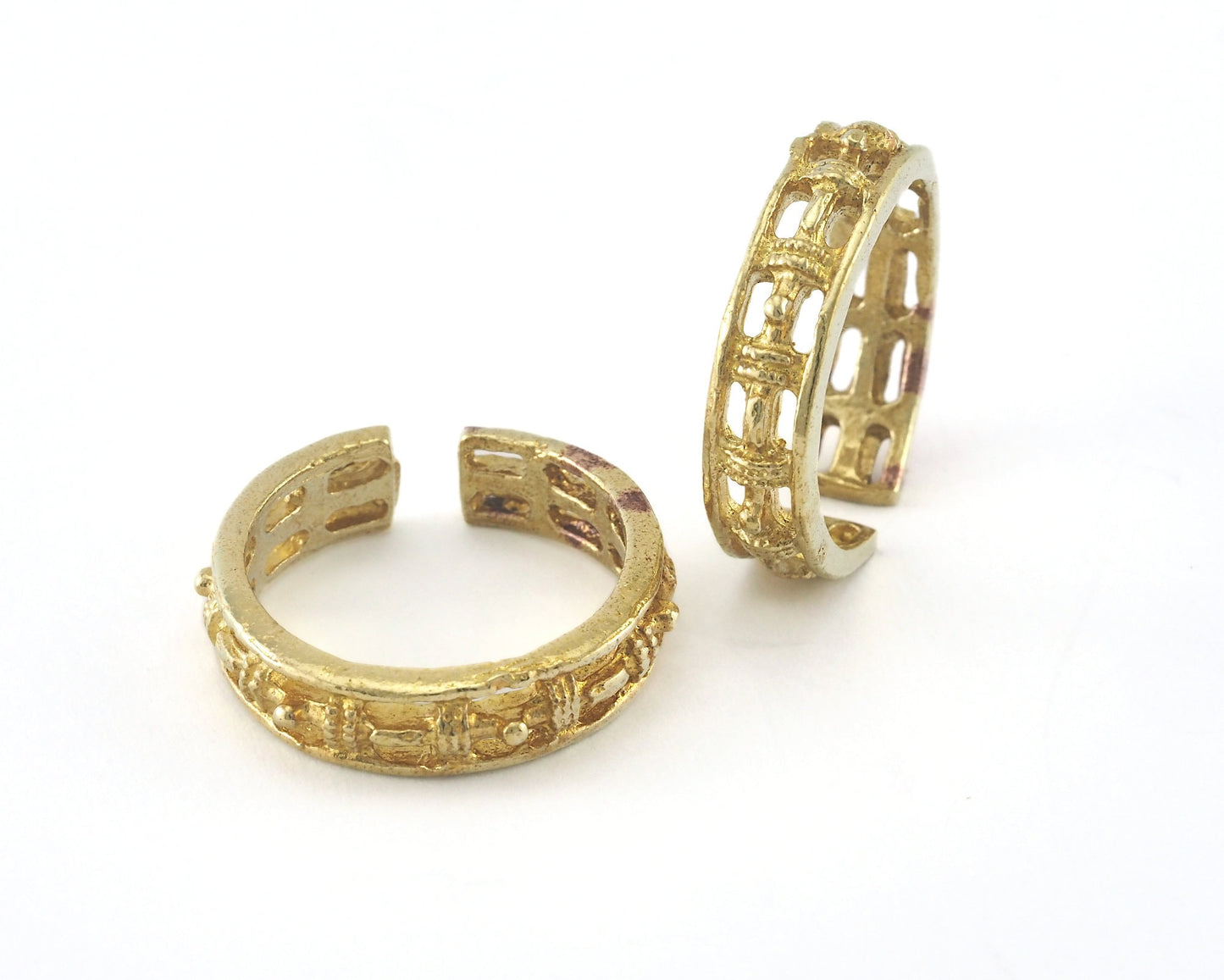 Minimalist Band Ring Textured Adjustable Raw Brass (17.5mm 7US inner size) OZ3862