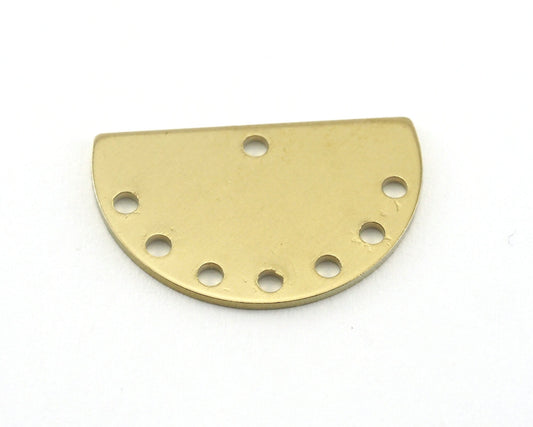 Semi Circle Half Moon raw brass 22x14mm (0.8mm thickness) 8 holes charms findings blank OZ3863-165