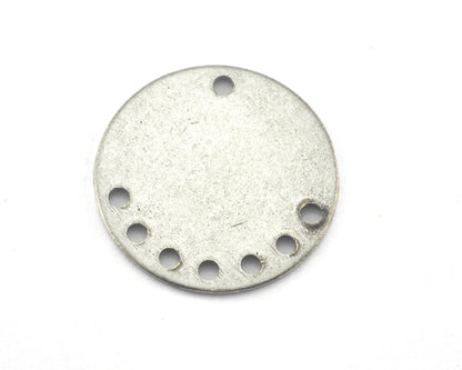 Circle tag 8 hole antique silver Black Raw brass 20mm (0.8mm thickness) Charms ,Findings 3803-205