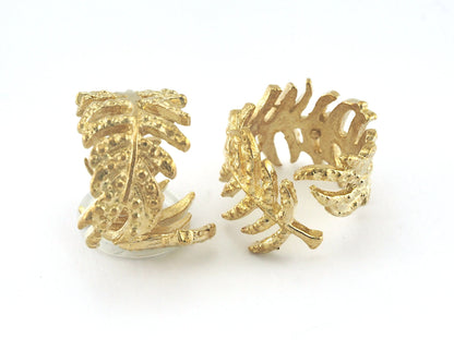 Leaf Ring Adjustable Raw brass (17mm 7US inner size) OZ3427
