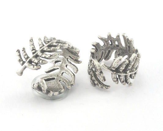 Leaf Ring Adjustable Ring Antique Silver Plated brass (17mm 7US inner size) OZ3427