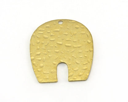 Oblong Oval shape semi circle Hammered 25x22.5x0.8mm 1 hole raw brass findings scs oz3866-270