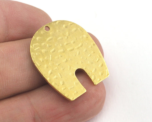 Oblong Oval shape semi circle Hammered 25x22.5x0.8mm 1 hole raw brass findings scs oz3866-270