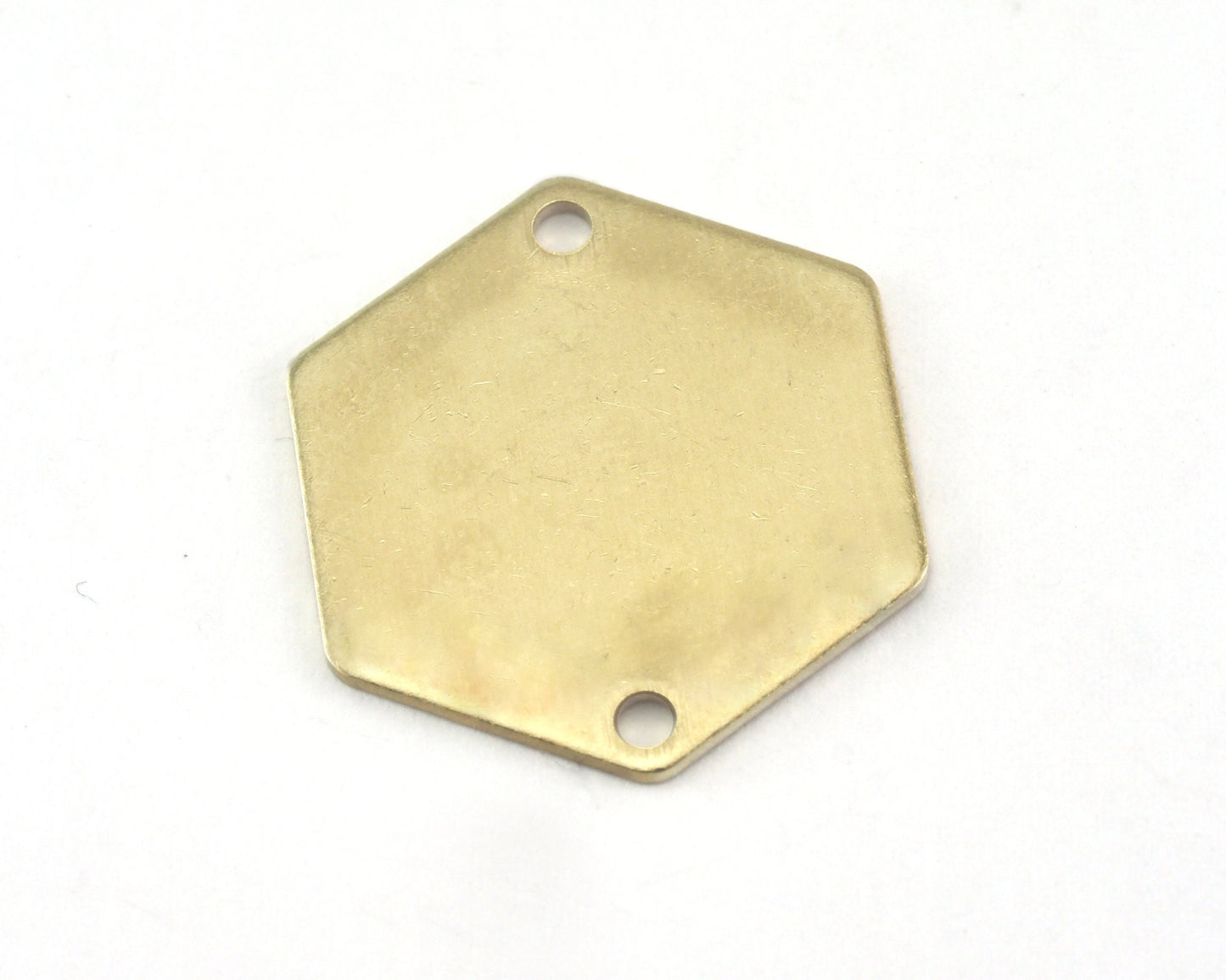 hexagonal tag tassel stamping (0,8mm 20 gauge) 2 hole charms , 20mm raw brass, antique silver findings 980R-220
