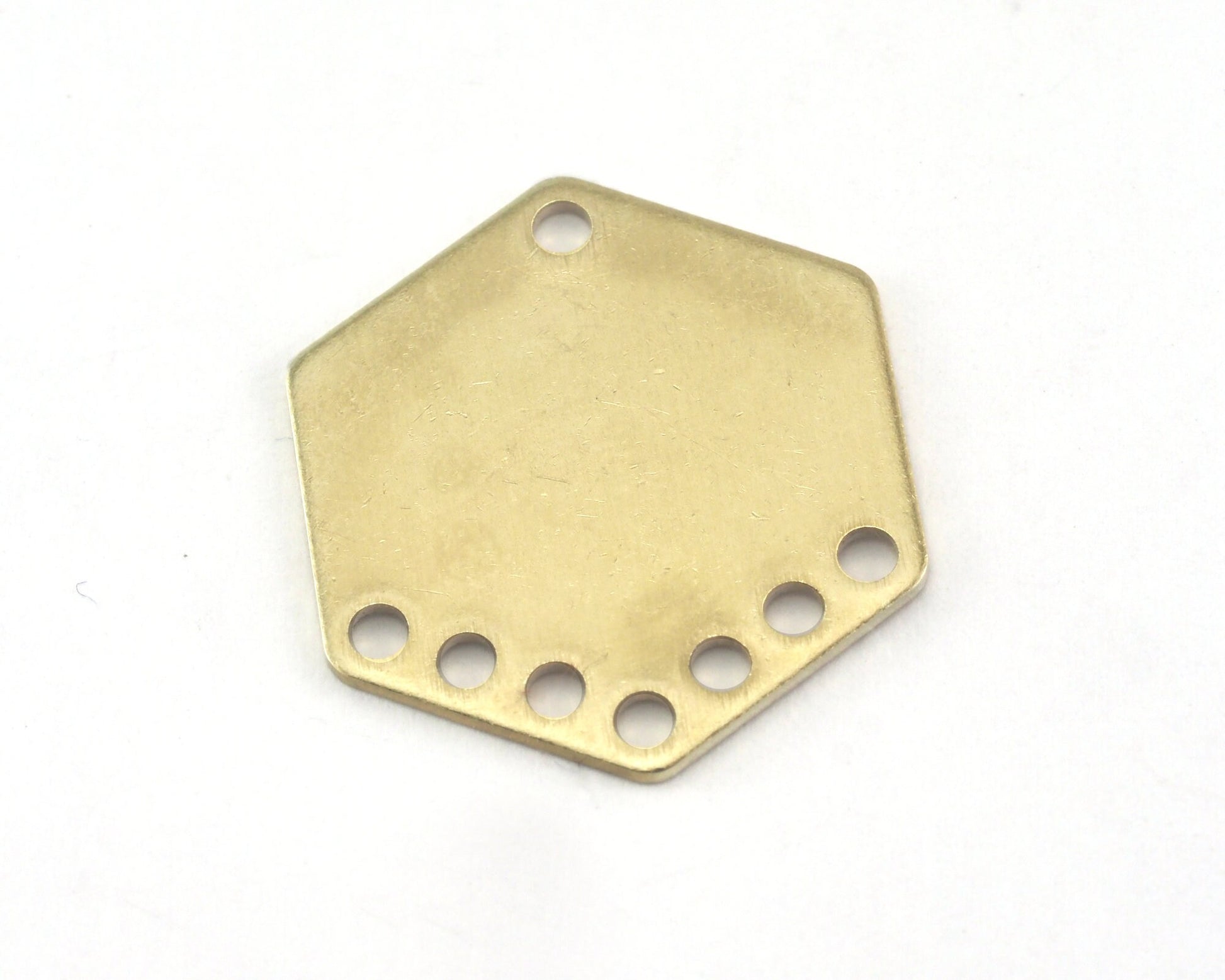 Hexagonal Tag Connector 20mm Raw brass, Antique Silver stamping (0,8mm 20 gauge) 8 hole charms ,findings 3869R-220