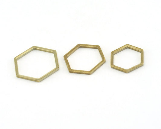 Hexagonal Ring 12 - 14 - 16mm raw brass (0,8mm 20 gauge) charms ,findings 3871-72-73R-220