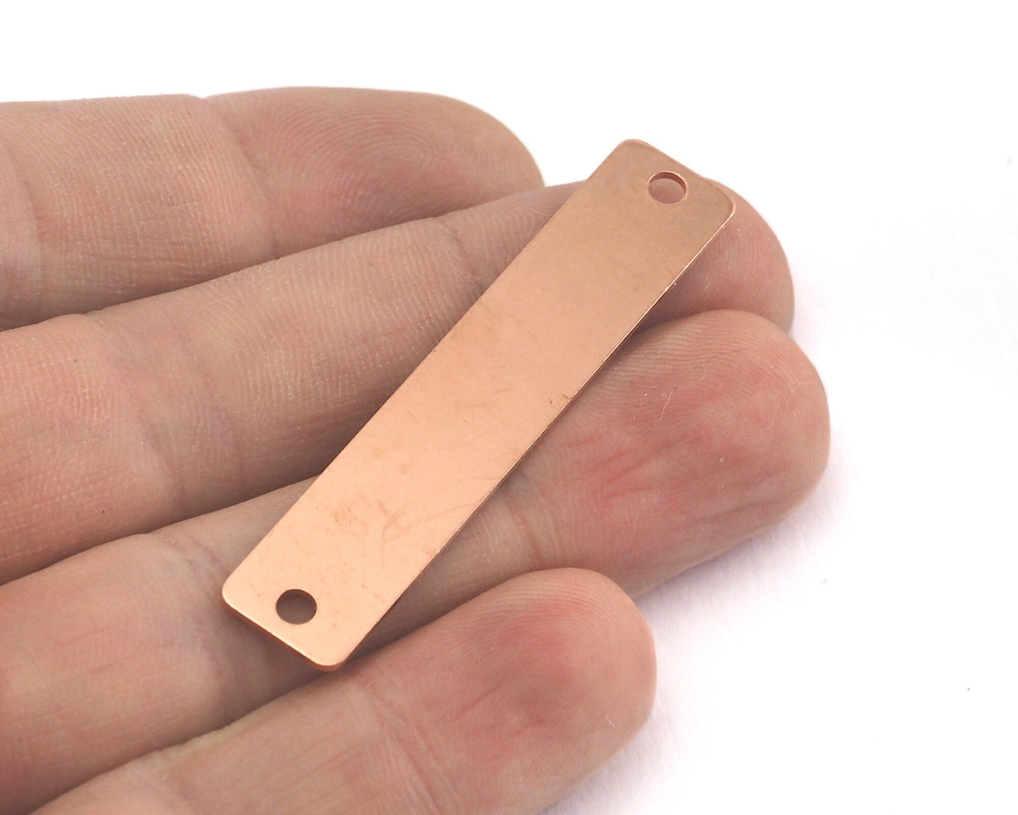 Rectangle Connector Stamping Blank, Bar Necklace with Holes, Tag for Stamping, 2 hole Copper - Brass - Plated 10x50mm OZ3877-320