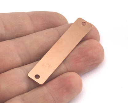 Rectangle Connector Stamping Blank, Bar Necklace with Holes, Tag for Stamping, 2 hole Copper - Brass - Plated 10x50mm OZ3877-320