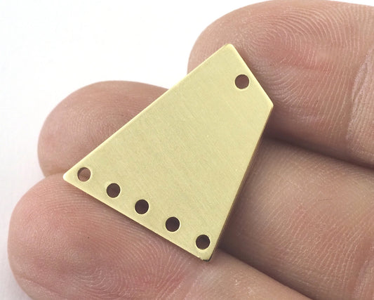 Quadrilateral Rectangle Trapezoid Rectangle Charms 6 Hole Raw Brass 23x21mm 0.8mm thickness Findings R132-220