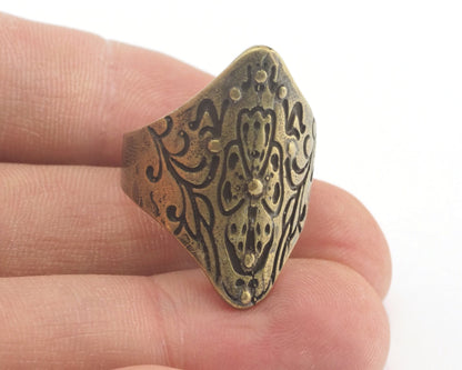 Rhombus Adjustable Ring Antique Yellow Tone brass (18.5mm 8.5US inner size) OZ2818 28mm