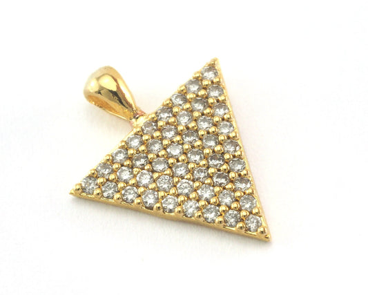 Micro Pave Triangle pendant one loop 15x18mm Gold plated Brass OZ3883