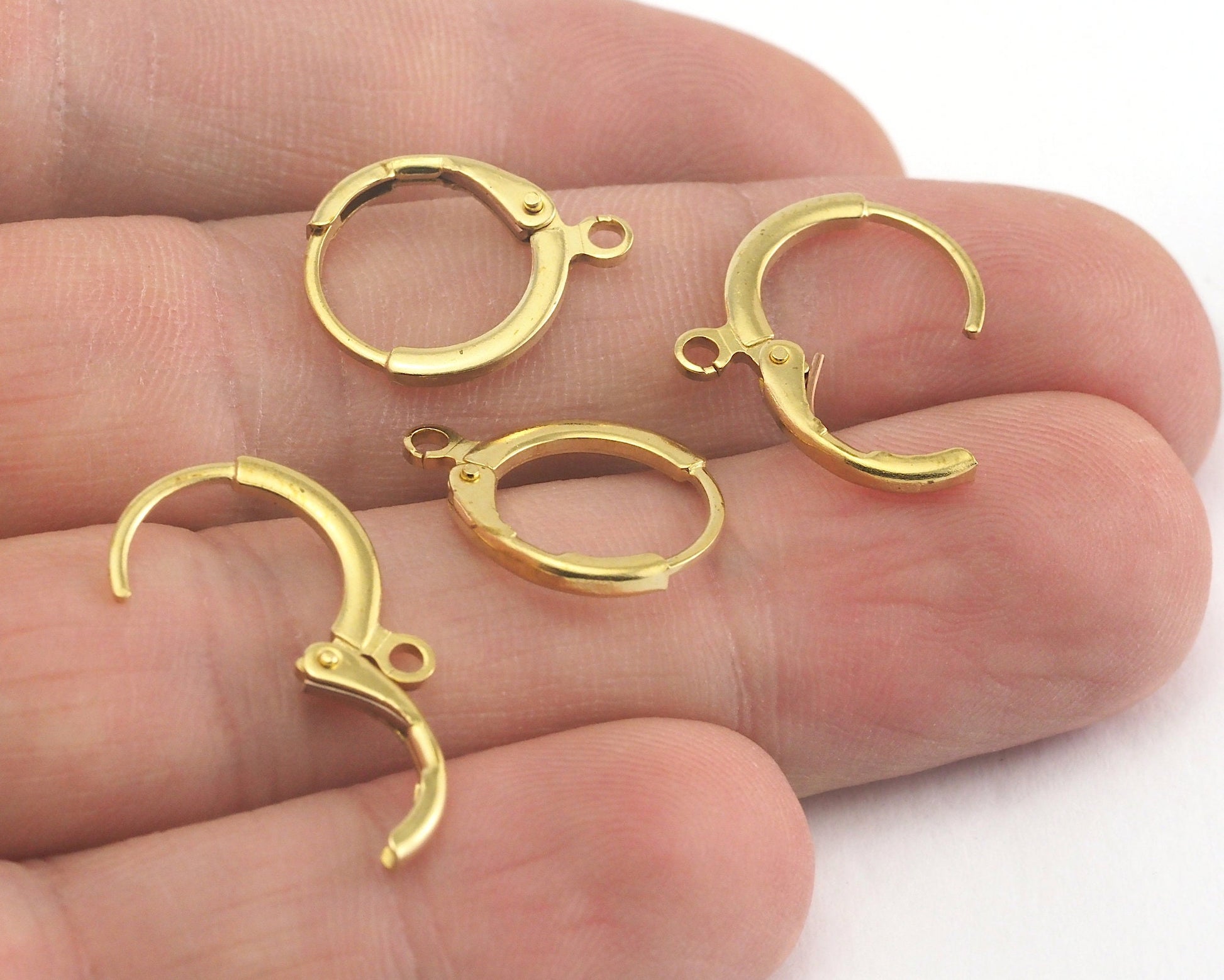 raw brass earring leverback findings 13x16mm with one loop 3884