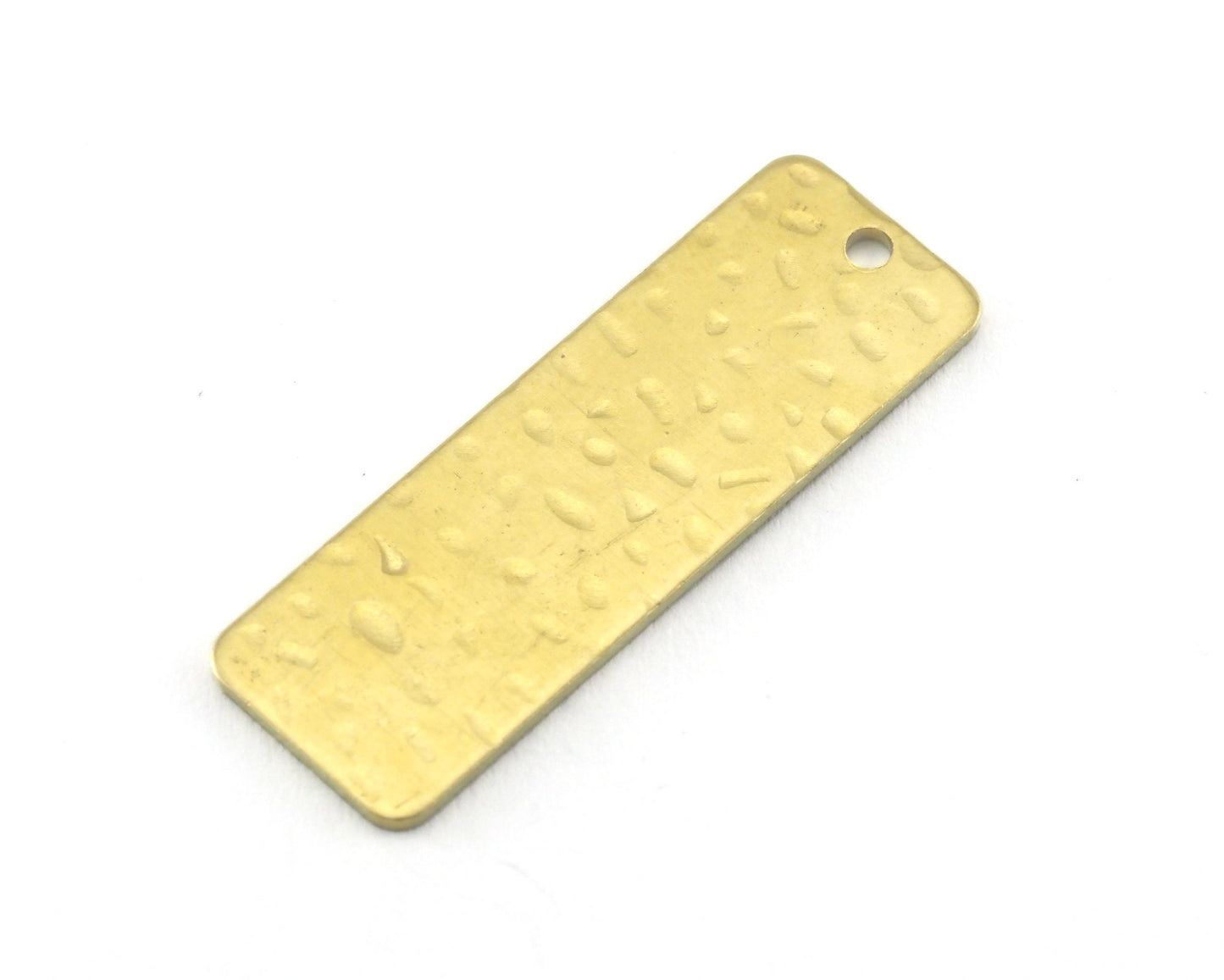 Rectangle Stamping Blank, Hammered Bar Necklace with Holes, Tag for Stamping, 1 hole raw brass 10x25mm OZ3818-165