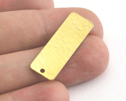 Rectangle Stamping Blank, Hammered Bar Necklace with Holes, Tag for Stamping, 1 hole raw brass 10x25mm OZ3818-165