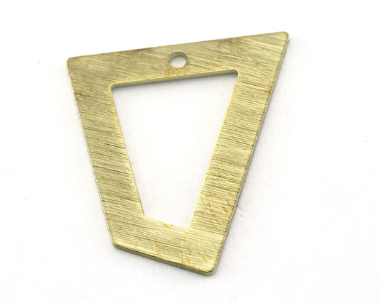 Brushed Trapezoid Rectangle 1 hole raw brass 23x21mm charms , findings R61-150