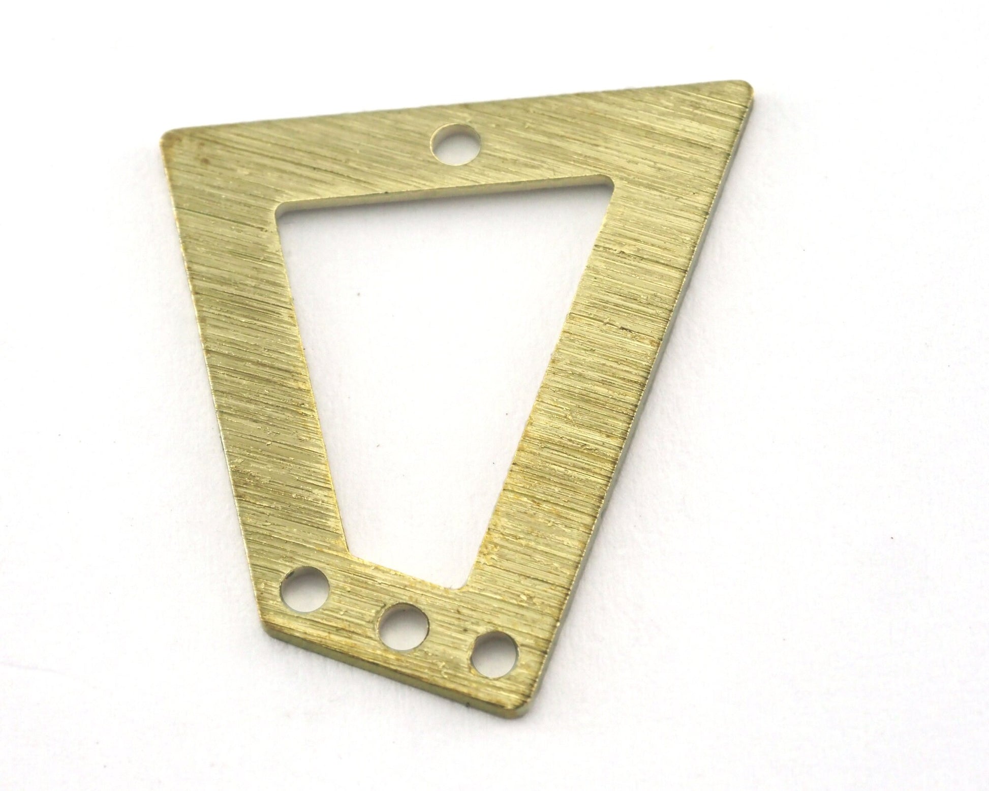 Brushed Trapezoid Rectangle 4 hole raw brass 23x21mm charms , findings R107-150