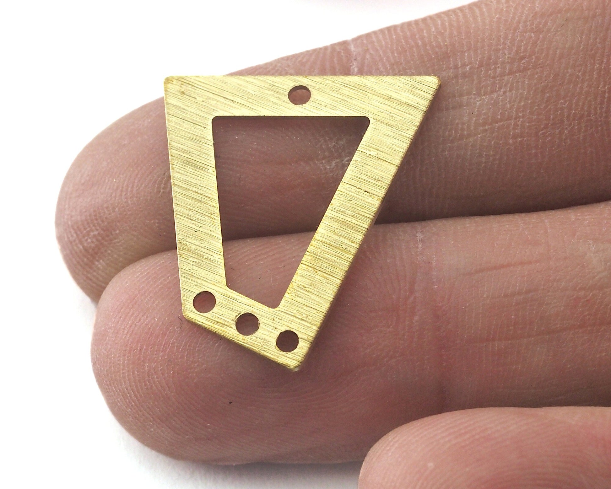 Brushed Trapezoid Rectangle 4 hole raw brass 23x21mm charms , findings R107-150