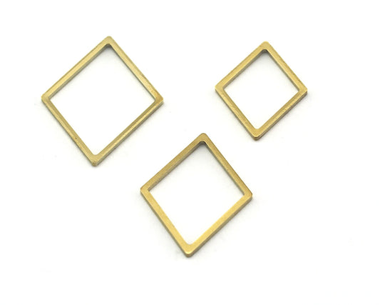 Rhombus Wire Ring 20 - 24 - 27mm raw brass (0,8mm 20 gauge) charms ,findings 3887-3888-S292R-220