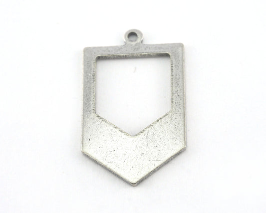 Irregular pentagon Antique Silver Plated brass 15x26.5 hole necklace ,charms, ,findings 3775-125