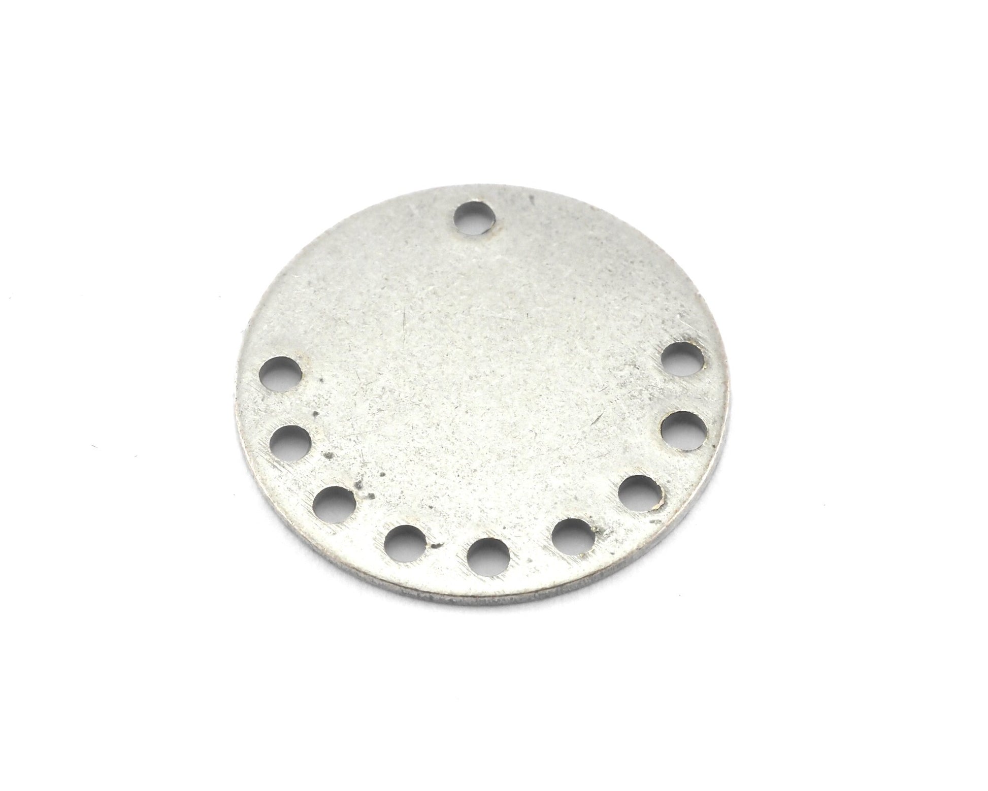 Circle tag 10 hole Antique Silver plated brass 20mm (0.8mm thickness) Charms ,Findings OZ3804-205