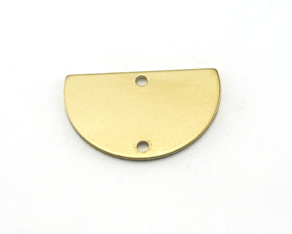 Semi Circle Half Moon raw brass 22x14mm (0.8mm thickness) 2 hole charms findings blank OZ3673-165